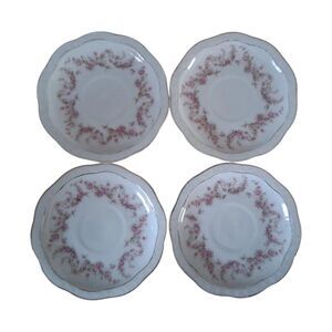 Z.S. & Co. Bavaria White Pink Green Floral Design Saucer Plates Bundle Lot of 4